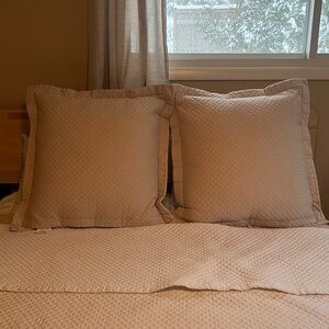 Ralph Lauren Cream Quilted Euro Pillow Shams (2)